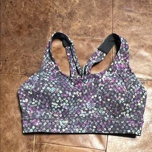 Lululemon energy bra purple and green floral size 6